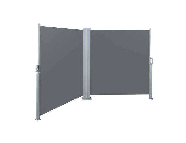 Retractable Double Side Awning, Free-standing Design 2m x 6m Grey, Awnings