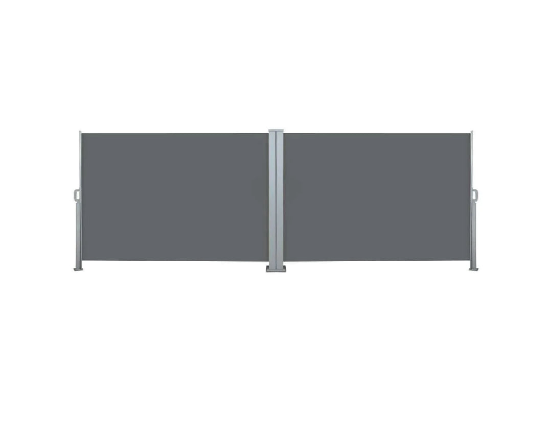 Retractable Double Side Awning, Free-standing Design 2m x 6m Grey, Awnings