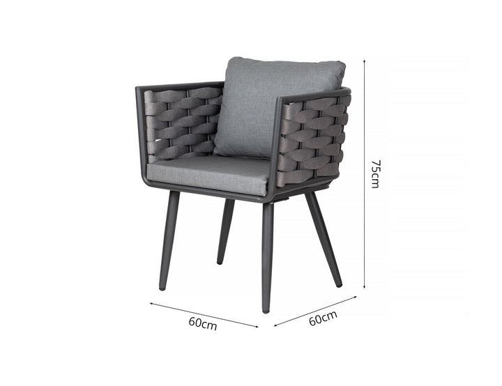 Silvereye Aluminium Rope Dining Chair - Light Grey
