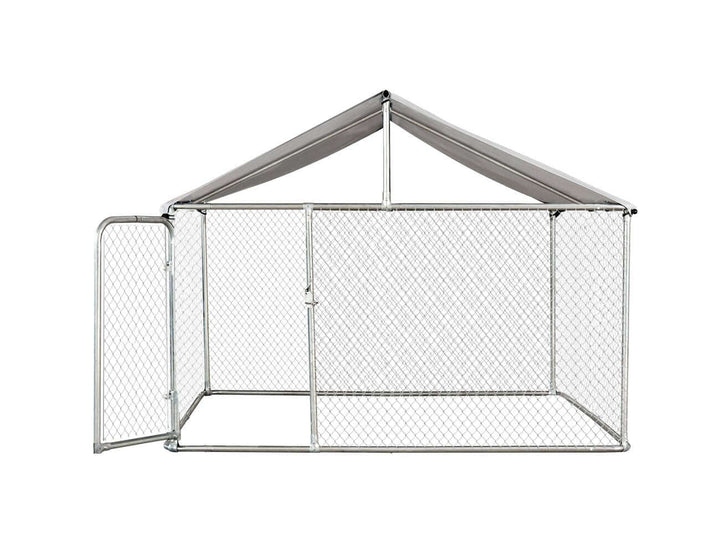 Galvanised Dog Run with Roof - Small 2x2x1.6m, Dog Kennels & Runs