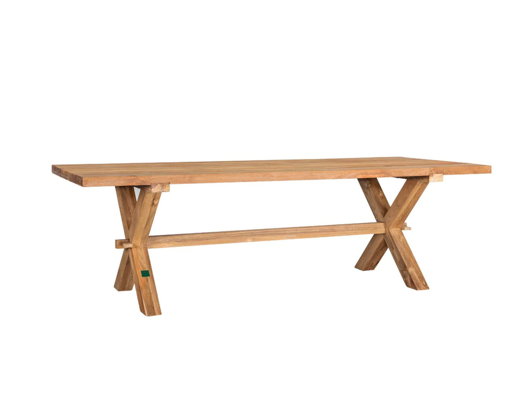 Teak X-Leg Table - 250 x 100cm, Dining Tables
