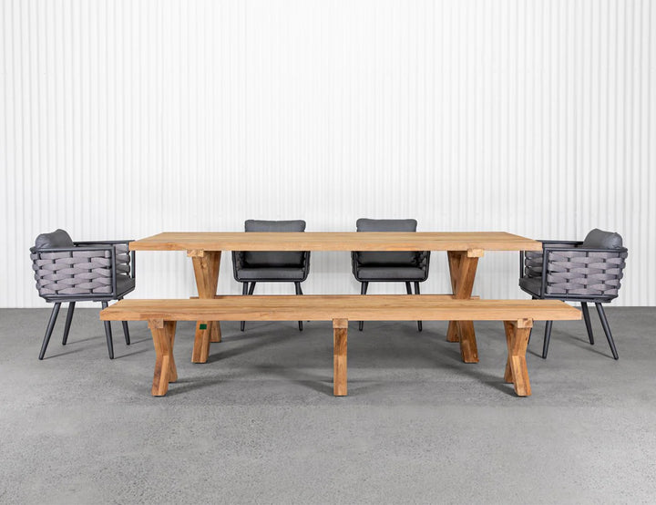 Teak X-Leg Table - 250 x 100cm, Dining Tables