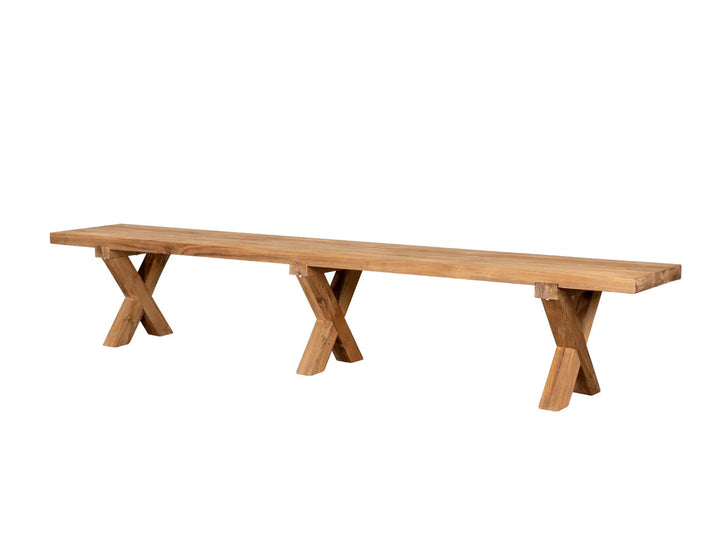 Teak X Leg Bench - 250cm, Dining Seating