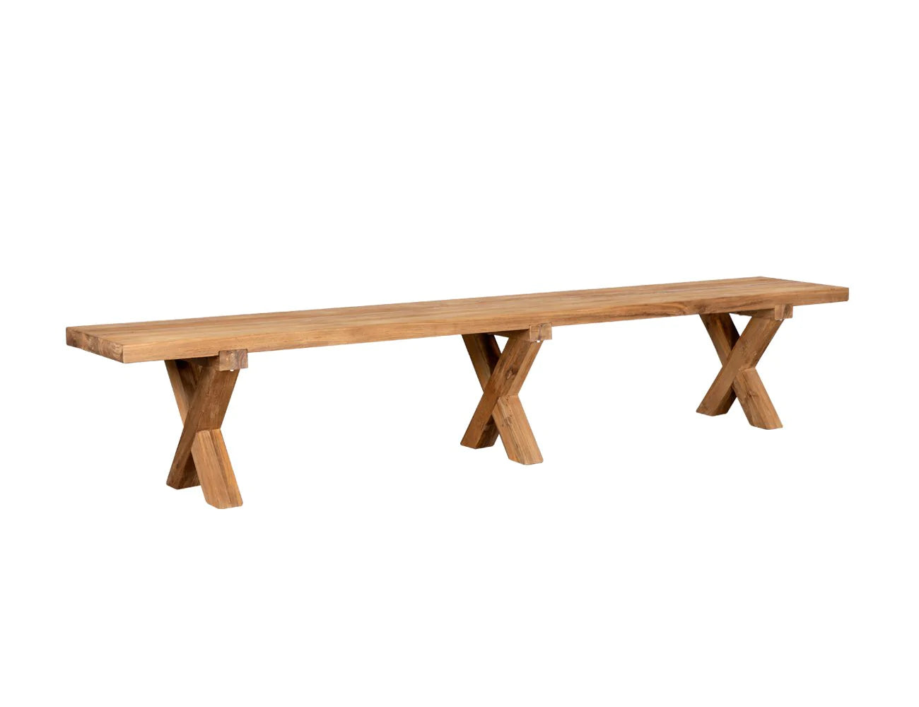 Teak X Leg Bench - 250cm, Dining Seating